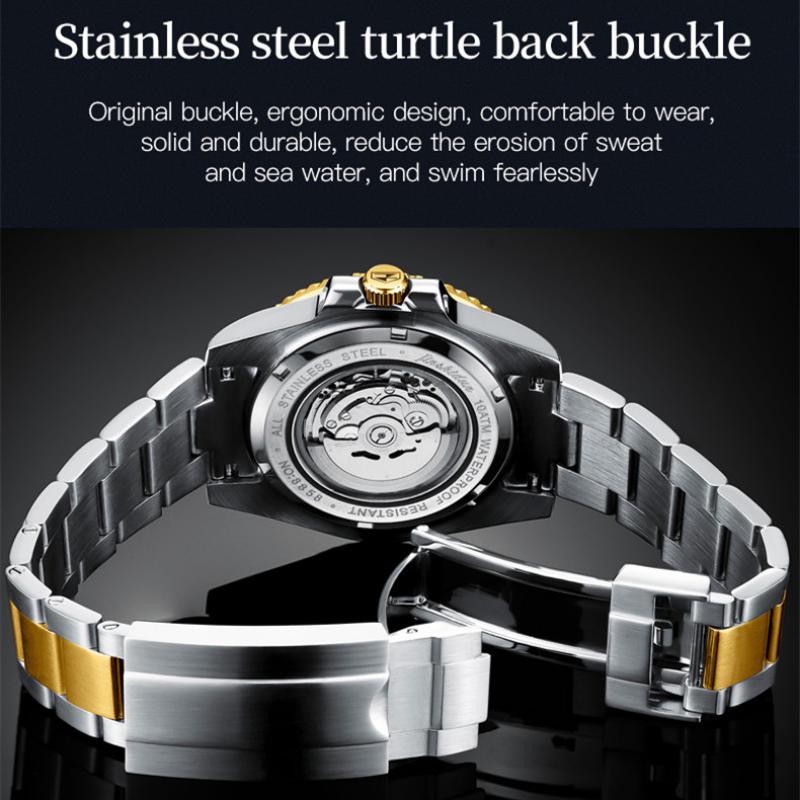 JINSHIDUN Neue Business und freizeit herren Uhr Green Water Ghost Automatische Mechanische Uhr Trendy Marke Leuchtende High-end-Uhr