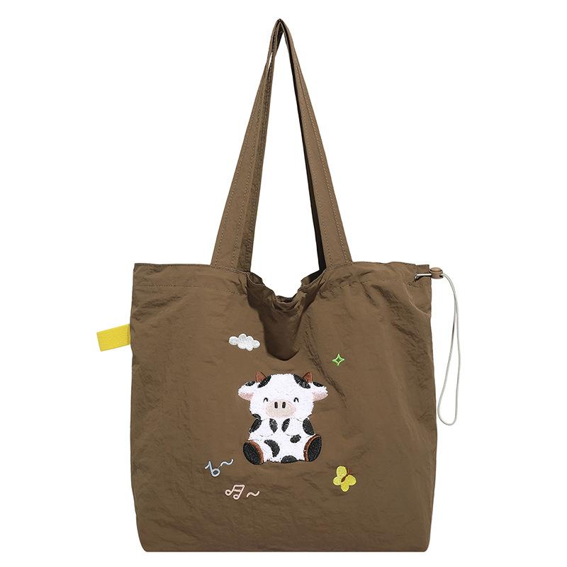 New Nylon Cute Girl Embroidered Shoulder Bag Student Class Bag Literary Hand Canvas Bag Tide