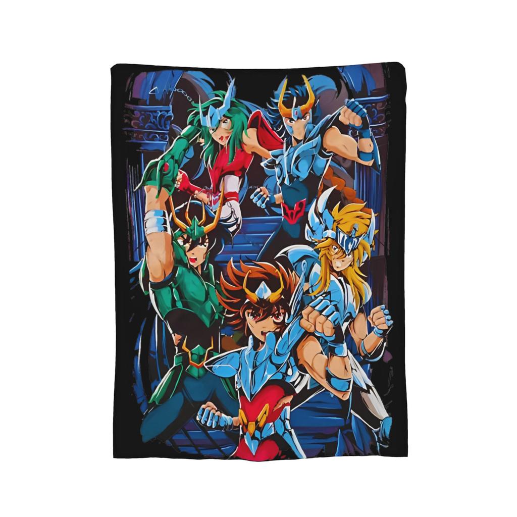 Knights Of The Zodiac Anime Fleece Throw Blanket Saints Seiyas Blankets for Bedding Office Super Warm Bed Rug,