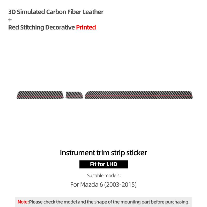 

Betterhumz For Mazda 6 2003-2015 Made of Alcantara Co-pilot Dashboard Panel Trim Stickers Tuning Decor Car Interior Accessories Carbon Fiber LHD