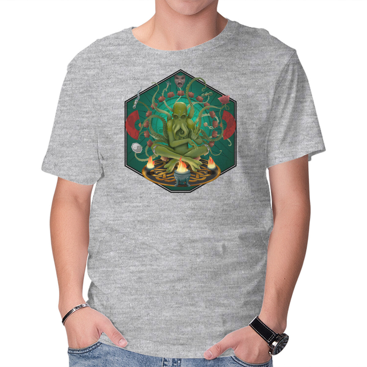 Unisex Crew Neck T-Shirt Enlightened Old God Graphic Short Sleeve Casual Tee XXL