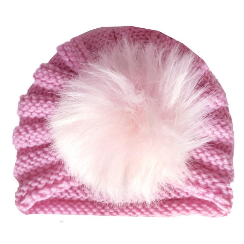 New Autumn and Winter Children's Warm Wool Hat, Baby Ear Protector Pullover Hat, Baby Hairball Hat Indian Hat
