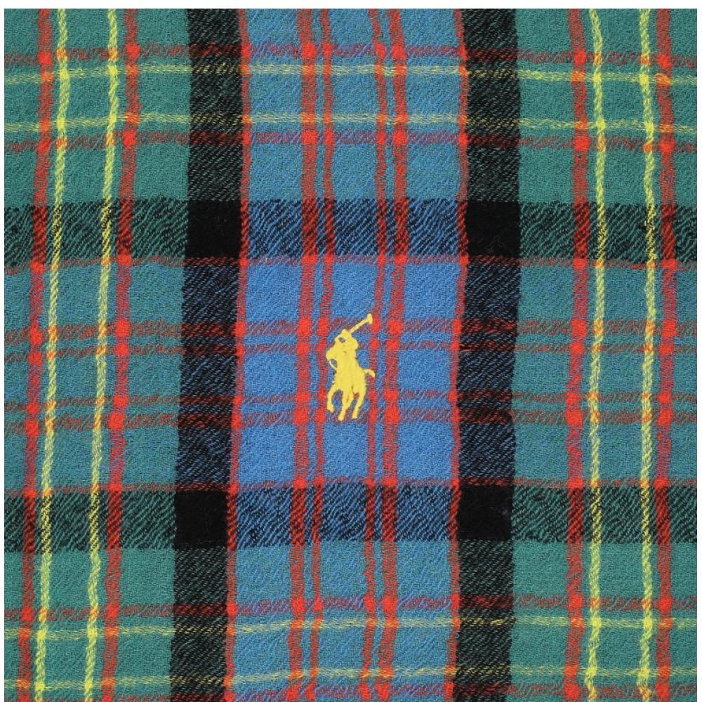 Polo Ralph Lauren Pc1370 416 Pony Outdoor Crinkle Plaid Check Fringe Muffler