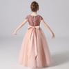 Princess Dress for Children Sparkly Sequin Short Sleeve Flower Girl Dress Tulle Kid Birthday Party Pageant Prom Gown Junior Bridesmaid
