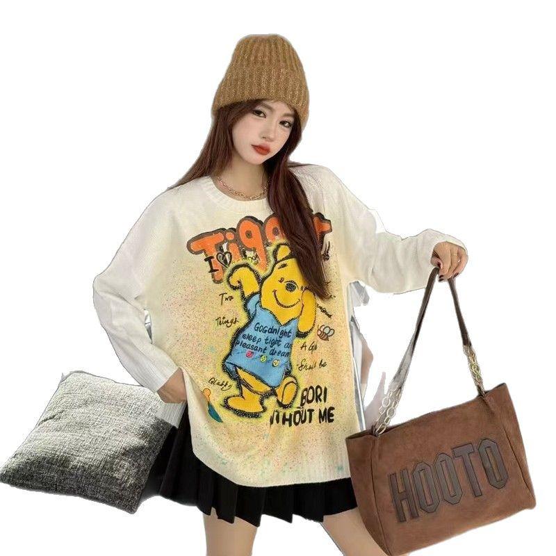 Anime Print College Style Korean Loose Fit Sweater