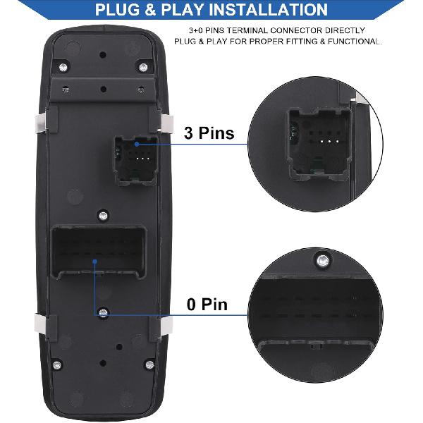 Obaee Window Switch Power Control Button Front Left Driver Side Compatible With 2010-2011 Dodge Grand Caravan/Chrysler Town & Country, Replacement