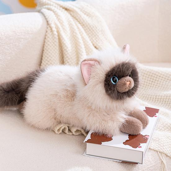 Yousheng Realistic Siamese Cat Plush Toy with Sound Lifelike Kitten Stuffed Animal Doll Meowing Interactive Cat Decor