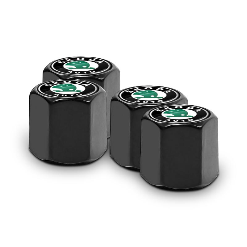 

Брелок-подвеска для ключей с автомобильным значком и колпачком для вентиля шины, автомобильные аксессуары для Skoda Octavia Rapid Kodiaq Karoq Fabia Kamiq Superb Derivative Vision A5 A7 4pcs-black