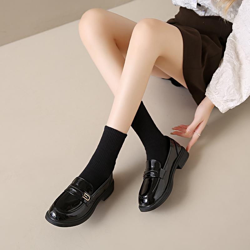 2025 New British style loafers Doudou shoes platform shoes one pedal women's shoes French single shoes Mary Jane small leather shoes