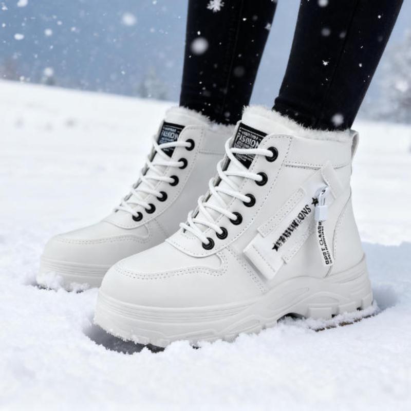 Sněhule pro muže a ženy Módní a teplé Boty z tlusté bavlny Vodotěsné Šněrovací Středně vysoké Bavlněné boty