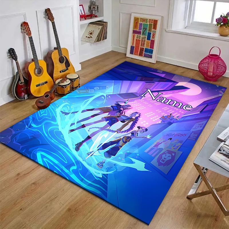 Benutzerdefinierte KPop Dämonenjäger Matte Personalisierter Name, Waschbarer Polyester-Eingangsteppich für den Innenbereich, Geschenk für Weihnachten, Ostern, Thanksgiving Day