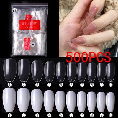 500 piezas Gelly Tips Sistema de Extensión de Uñas de Gel Suave Cobertura Completa Preformadas Esculpidas Largas Ataúd Estilete Punta Falsa Bolsa
