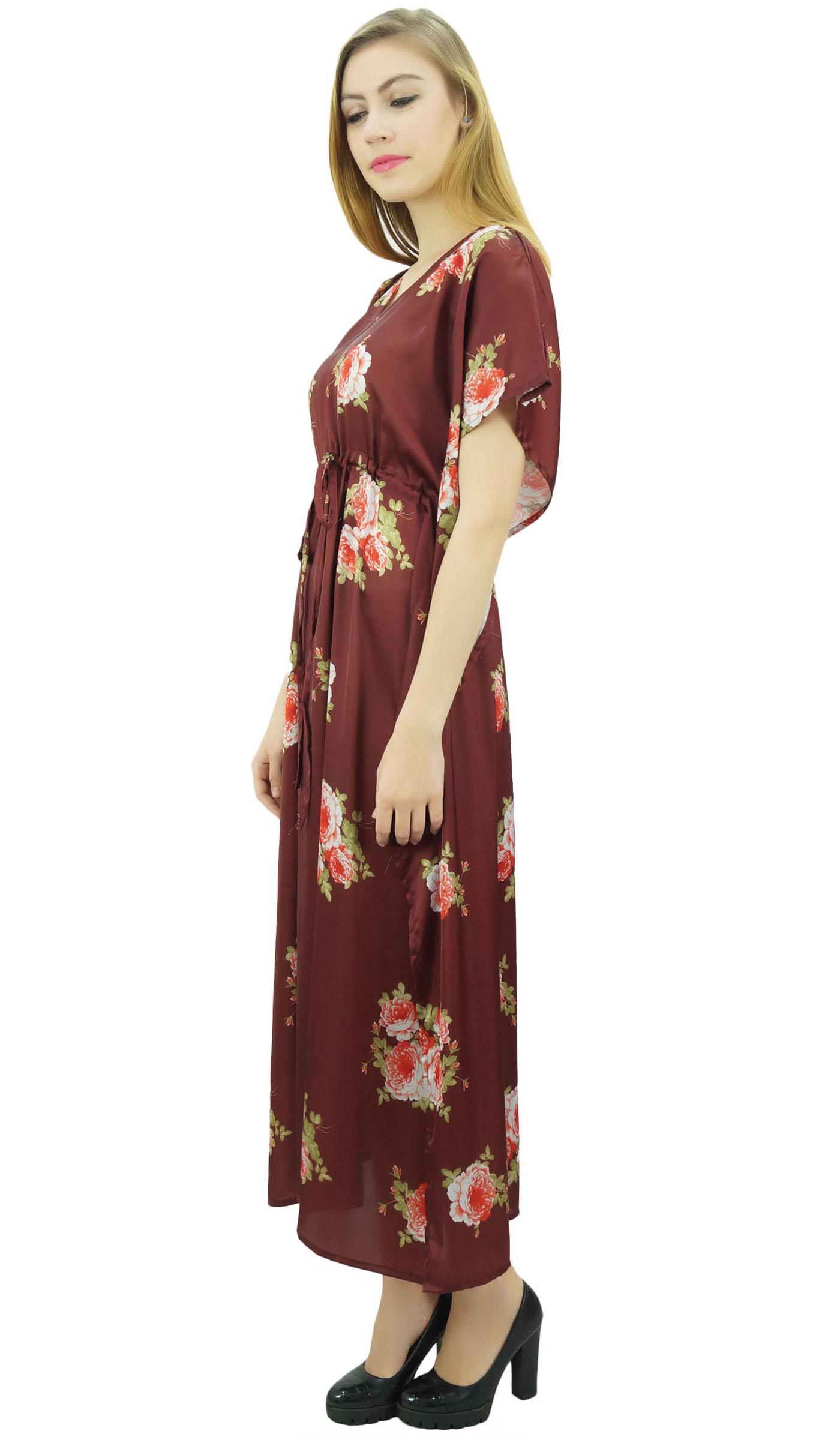 

Bimba Women s Long Getting Ready Gray Gown Drawstring Floral Kaftan Kimono. - 8 малиновий