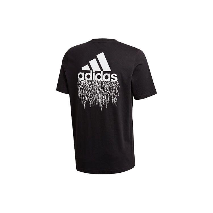 Adidas Logo Print Round Neck Short Sleeve Training T-Shirt Men Tops Black GD5920