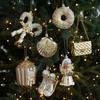 Christmas Hanging Decoration Glittery Angel Santa Claus Ornament Lightweight Xmas Decoration with Hanging Loop for Christmas Tree Door Mantel Decor