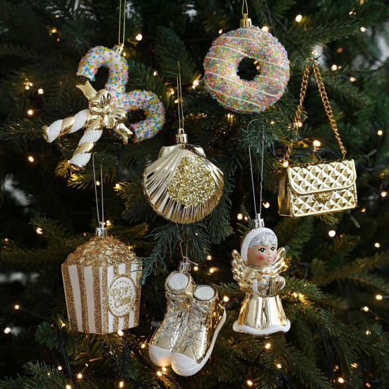 Christmas Hanging Decoration Glittery Angel Santa Claus Ornament Lightweight Xmas Decoration with Hanging Loop for Christmas Tree Door Mantel Decor
