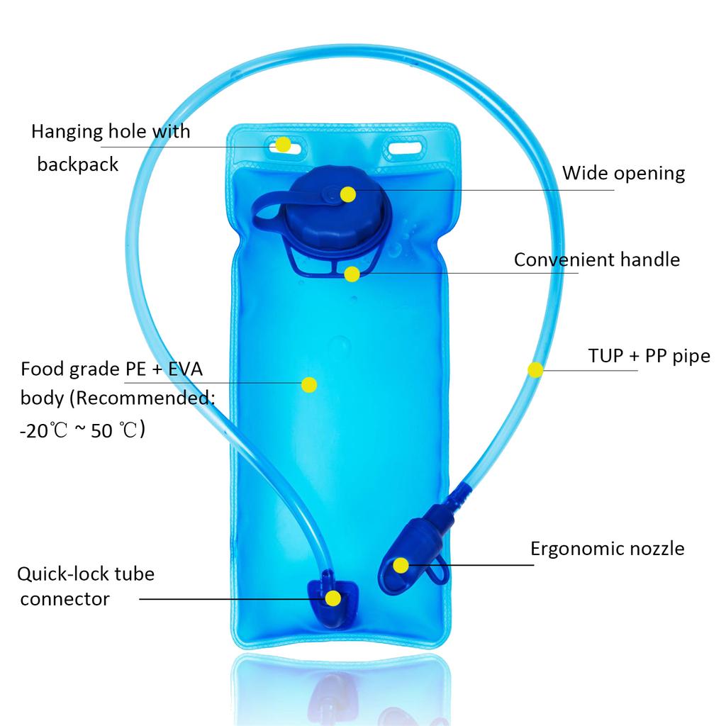 2L Sports Water Bladder TPU Drinking Bag Portable Water Bladder Storage Bag BPA Free For Climbing Riding Marathon Cross-Rally