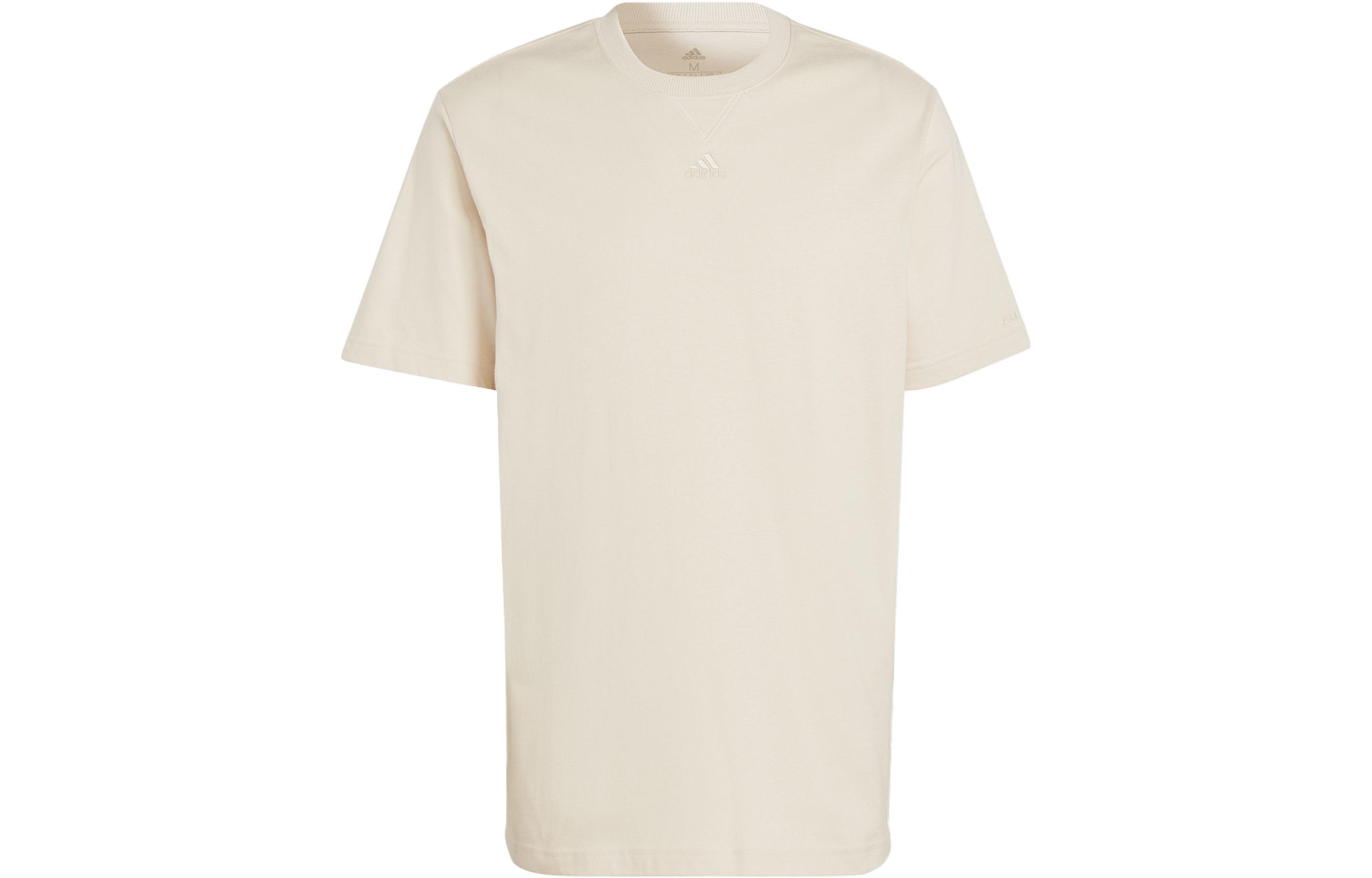 Adidas T Shirts Men s Beige Crew Neck Moderate Straight Fit IC9802 S