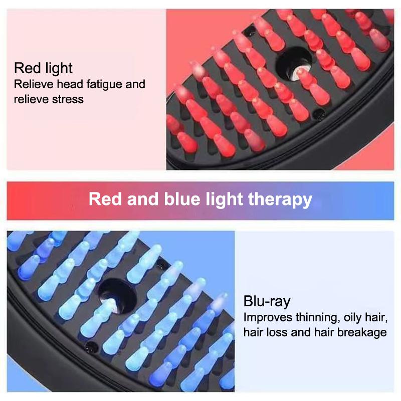 Anti Hair Loss Scalp Care Electric Massage Comb Red And Blue Light Therapy Scalp Vibration Massage Brush Hair Growth Massager