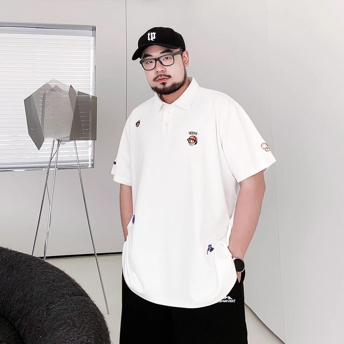 

Американская вышивка Модное влагоотводящее Мягкое Качественное Дышащее Мужское Свободное Поло--Устойчивая к Сминанию Повседневная Спортивная Футболка с Коротким Рукавом и Воротником 8XL белый