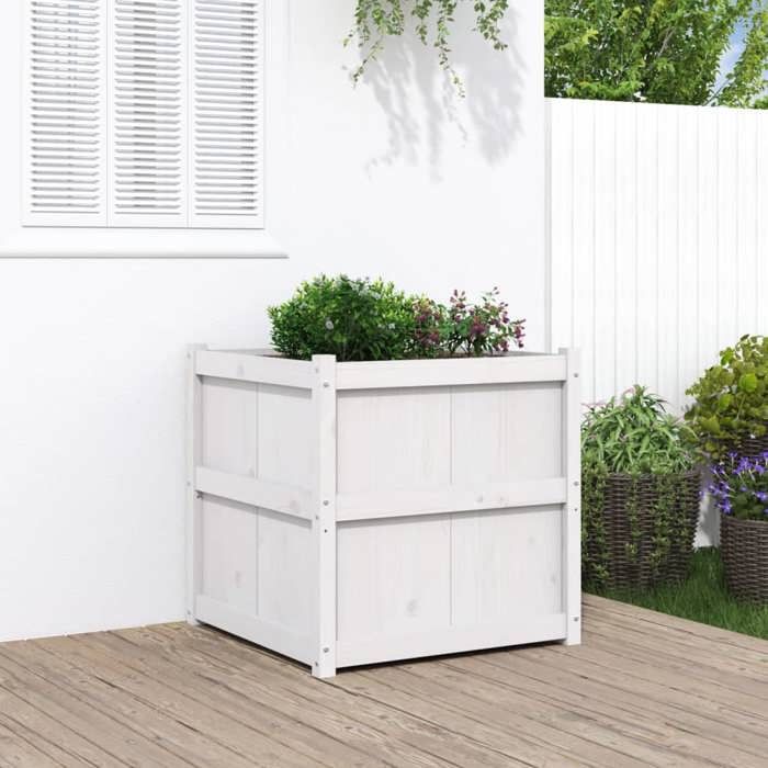 VidaXL Outdoor Planter White 70x70x70 Cm Solid Pine Wood 837435