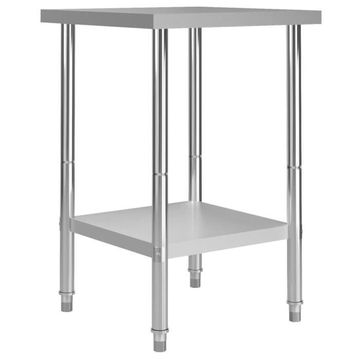 VidaXL Table de travail de cuisine 60x60x85 cm Acier inoxydable