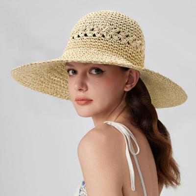 Hollow Straw Hat Women's Summer Seaside Vacation Beach Hat Sunscreen Sunshade Travel Straw Hat Big Brim Show Face Small Hat