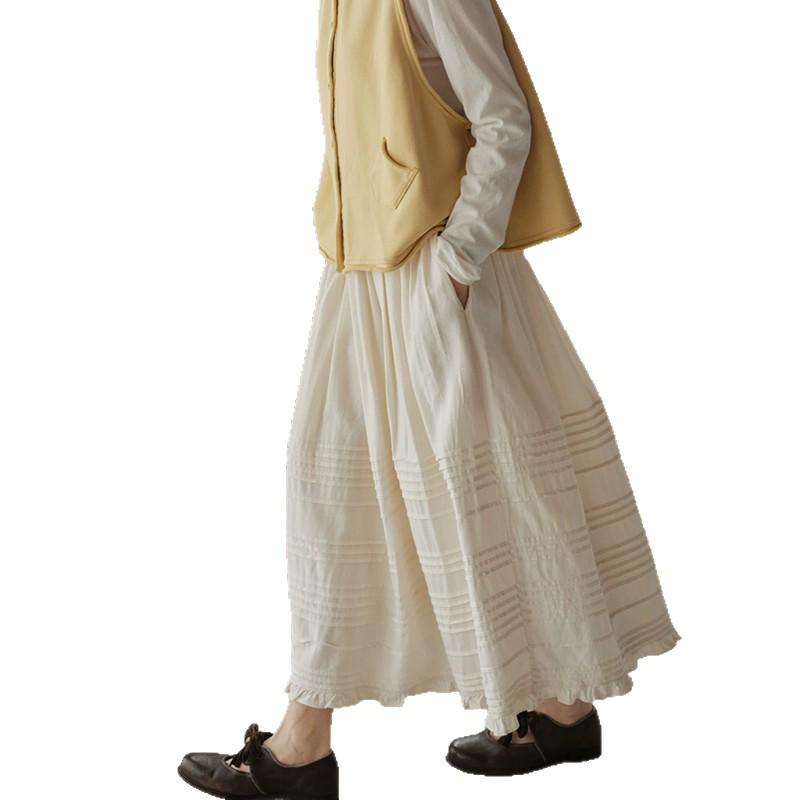 Spring 2026 Korean Style Ruffled A-line Slimming Skirt with Pockets