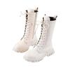 Bottes Blanches à Lacets Bottines Fermeture Éclair Latérale Semelle Souple Cuir Bottes Mi-Haut Habillage/École Équitation Enfant Mode Automne/Hiver