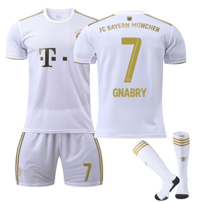 2223 Bayern Away White Nr. 17 Mane 4 Dericht 25 Muller Trikot Fußball Uniform Set Sportbekleidung
