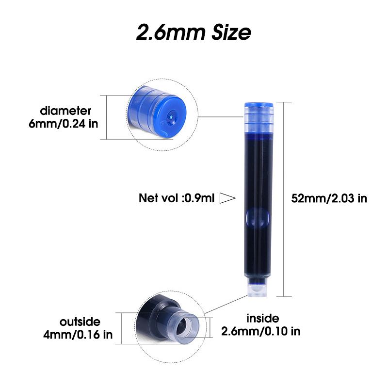 50 Piezas Cartuchos de Tinta para Pluma Estilográfica Recargas Botella 4 Colores Desechables Diámetro 3.4mm 2.6mm Suministros de Papelería para Escuela Oficina CW-159
