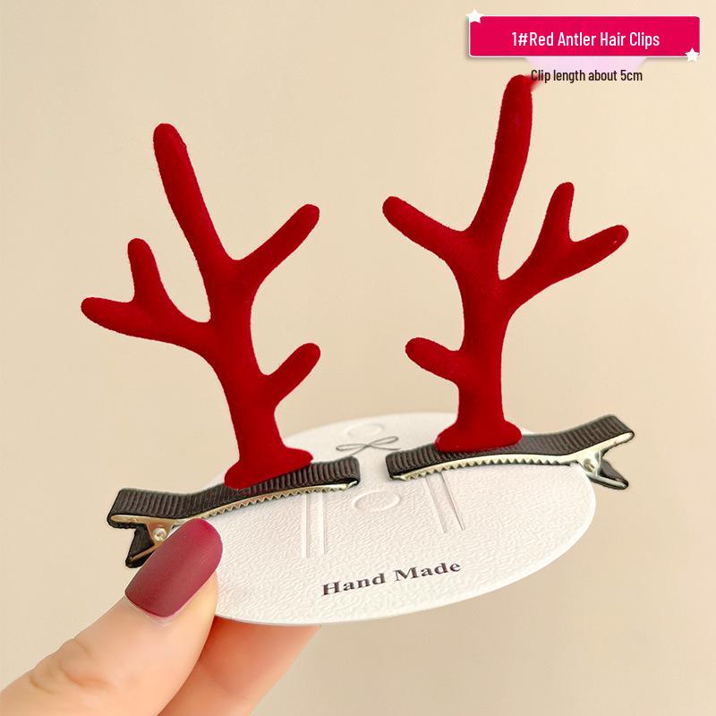 Mori Style Reindeer Antler Hair Clips - Festive Christmas Accessories for Women