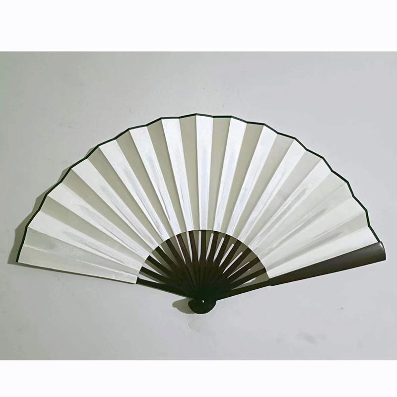 8/10 Inch Men's Silk Folding Fan with Red Bone - Red, Yellow, White & Black Options