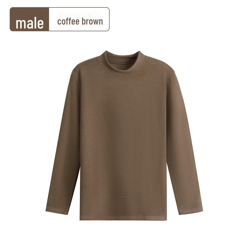 

Мужская терморубашка из бархата с гиалуроновой кислотой, многослойный дизайн, круглый вырез, для осени и зимы. XL коричневый/кофейный