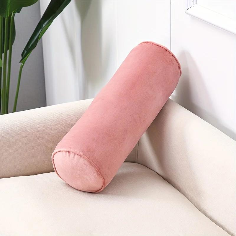 Multipurpose Velvet Cylindrical Pillow Classic Soft High Elastic Core Knit Fabric Solid Color Hand Wash Home Sofa Bedroom Decor