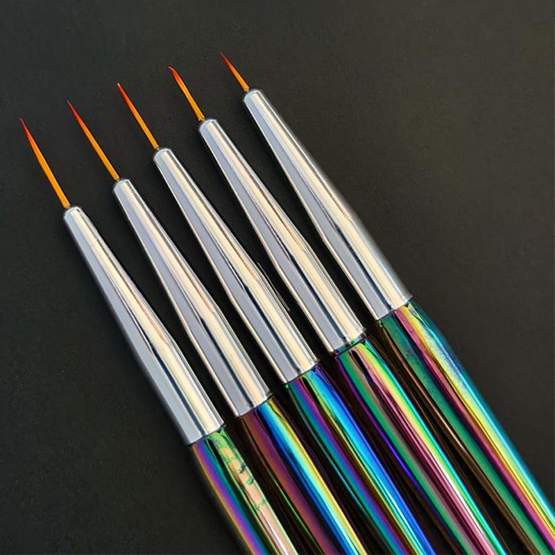 5Pcs/Set Acrylic French Stripe Nail Art Line Painting Pen 3D Tips Manicure Slim Line Drawing Pen Uv Gel Brushes Painting Tools