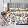 Colorful Alphabet Chart for Kids LearningFlannel blanket for bedroom, living room, sofa, and nap
