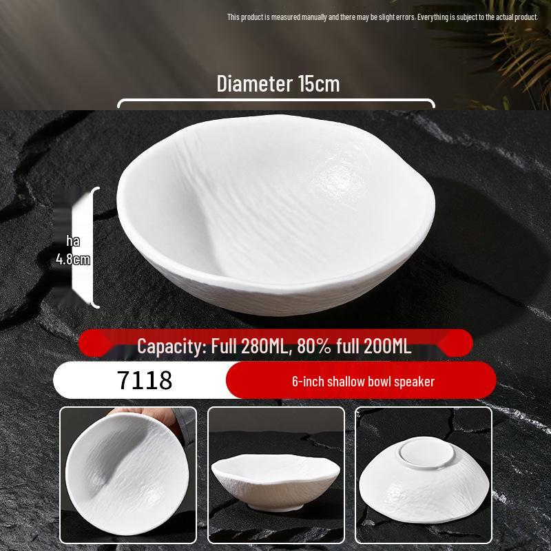 Melamine Porcelain-Style Rice Bowl & Dipping Sauce Dish Set