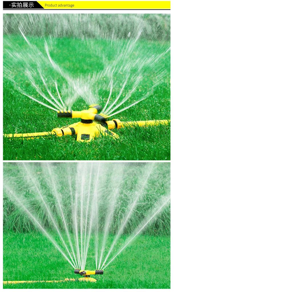360° Automatic Rotating Sprinkler - 3-Arm Tandem Sprinkler for Nursery Irrigation & Garden Watering