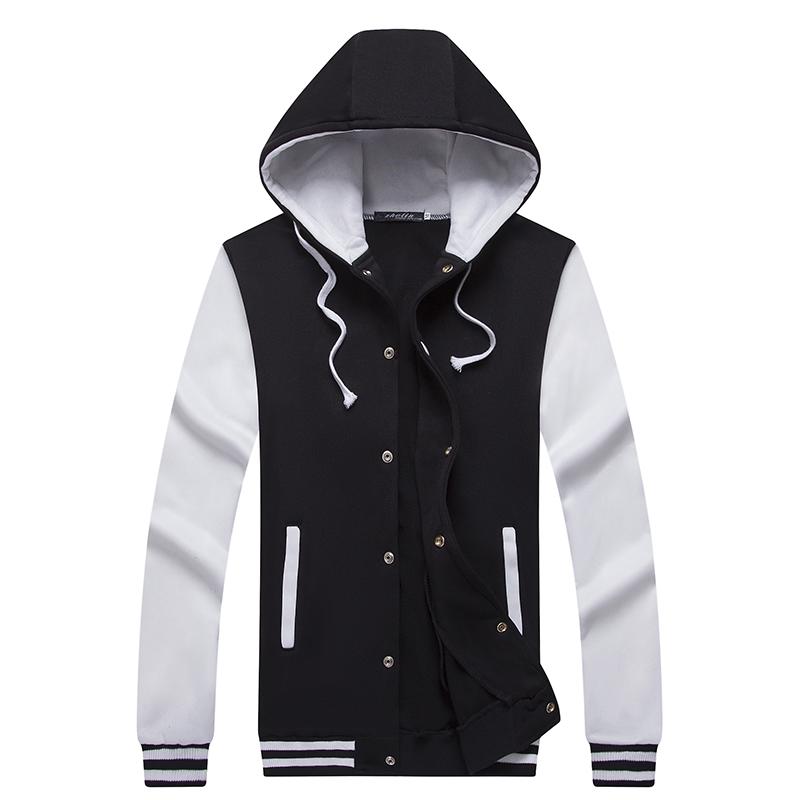 Buy Men Fashion Casual Contrast Sleeve Fleece Varsity Baseball Hoodie