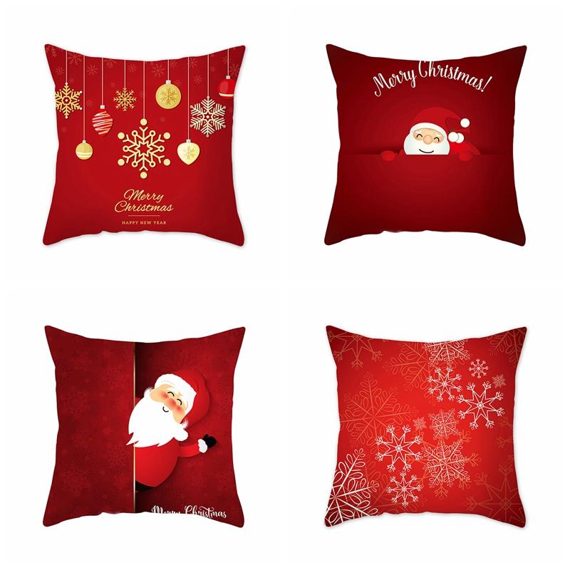 45*45cm Red Merry Christmas Cushion Cover Pillowcase Christmas Decorations For Home 2026 Xmas Noel Ornament New Year Gift 2026