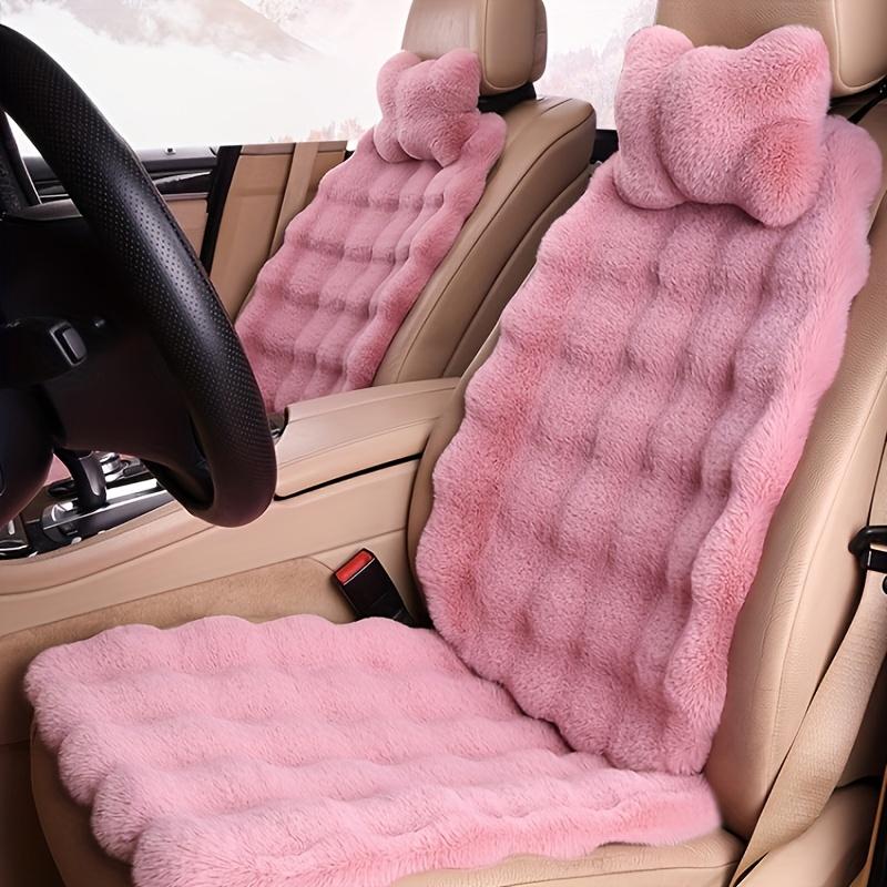 3pcs Winter Car Seat Cushion Set Soft Plush Bubble Fleece Lumbar Support Design Universal Fit for All Car Models