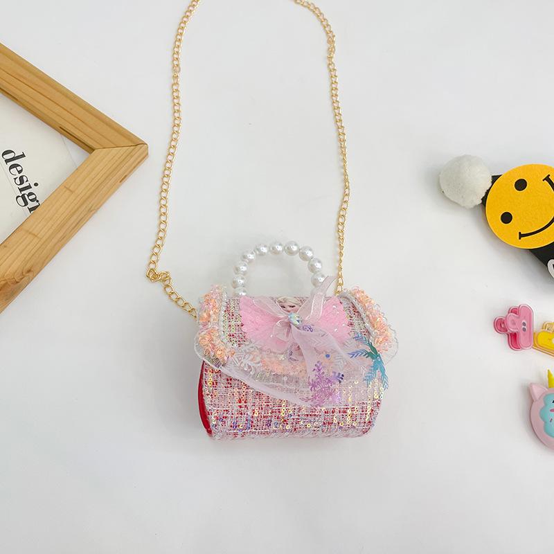 Childish Adorable Princess Bag - Girl's Handbag with Money Compartment and Accessories - Bow Crossbody Bag