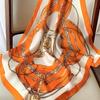 27.5" Chain Printed Square Scarf Elegant Thin Breathable Decorative Neck Scarf Orange Windproof Headscarf For Women