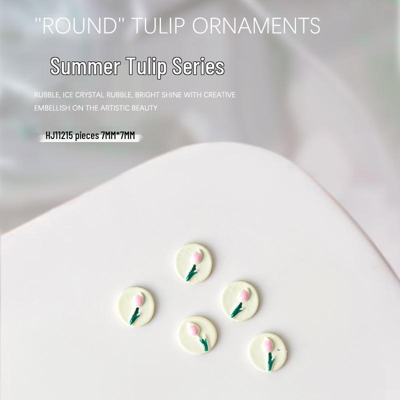 Vintage Tulip Flower Nail Decorations - 5 Pcs