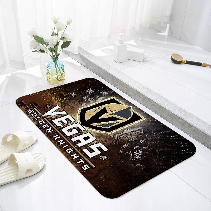 A-Hockey-Vegas-Golden Knights Emblem Floor Mats Living Room Decor Lounge Area Anti-slip Foot Mat Entrance Doormat