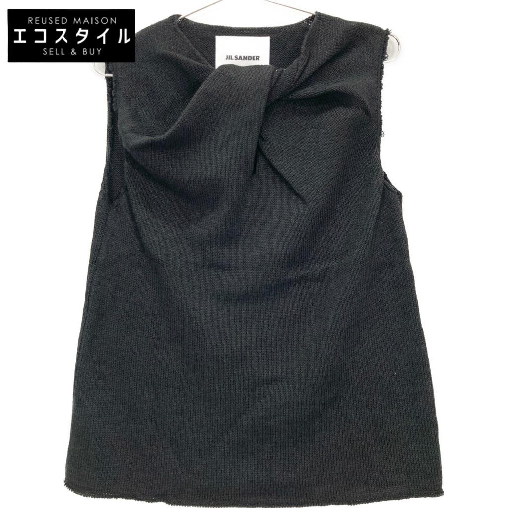 JIL SANDER JSWS751308 Black Knit Sleeveless Top tops 34 blackUsed