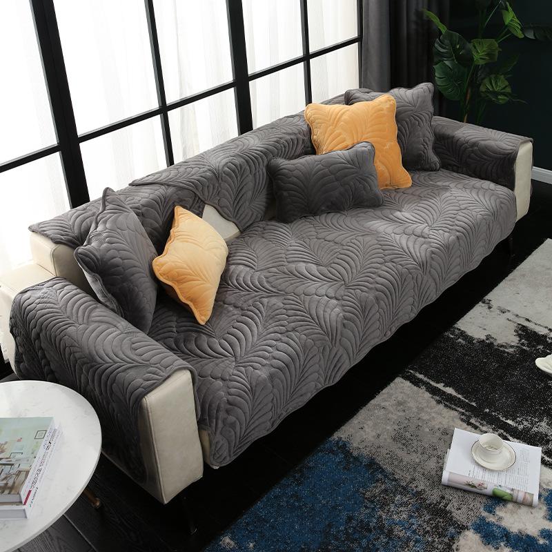 Thickening Sofa Cushion Winter Milk Fiber Cushions Seat Cushions Cover Towel Plush Sofa Cover Simple Non-Slip