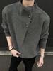 Men's High-Neck Sweater with Irregular Button Design - Korean Style Autumn/Winter Knitwear