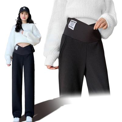 Maternity Pregnant Adjustable Slimming [mangoking] Pants, Pants, Women, Autumn, Winter, Belt, Loose, Easy, Stylish, (JP, Alphabet, L, Black)